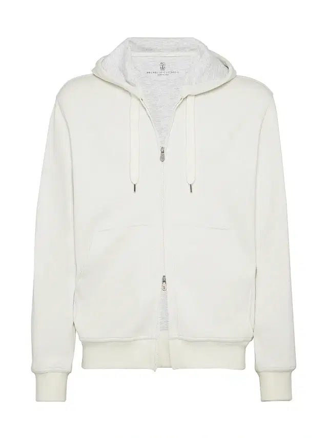 Brunello Cucinelli Men's Cashmere Blend French Terry Double Cloth Sweatshirt - Off White
