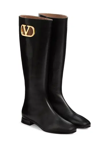 Valentino Garavani Women's VLogo Signature Kidskin 20MM Boots - Black | Thumbnail 2