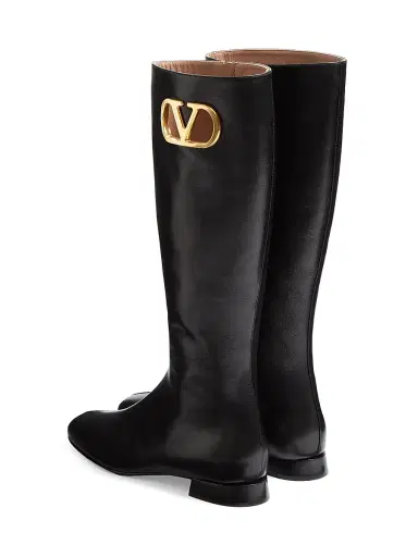 Valentino Garavani Women's VLogo Signature Kidskin 20MM Boots - Black | Thumbnail 3