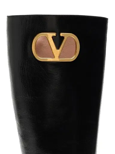 Valentino Garavani Women's VLogo Signature Kidskin 20MM Boots - Black | Thumbnail 6