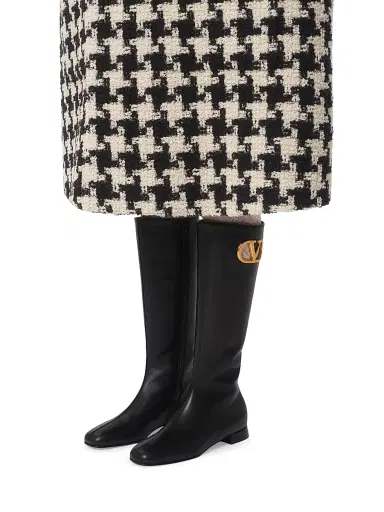 Valentino Garavani Women's VLogo Signature Kidskin 20MM Boots - Black | Thumbnail 8