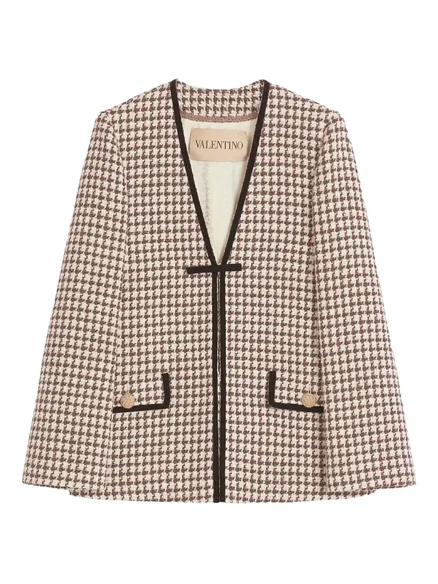 Valentino Garavani Women's Light Tweed Pied De Poule Jacket - Latte Testa Di Moro