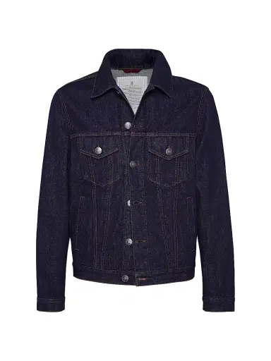 Brunello Cucinelli Men's No Fade Denim Four Pocket Jacket | Thumbnail 1