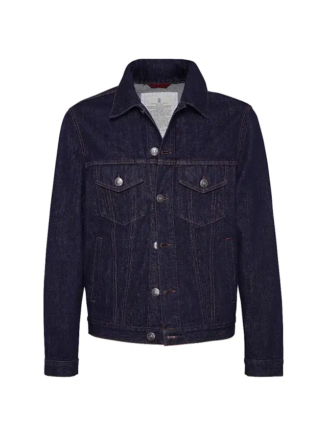 Brunello Cucinelli Men's No Fade Denim Four Pocket Jacket - Dark Denim