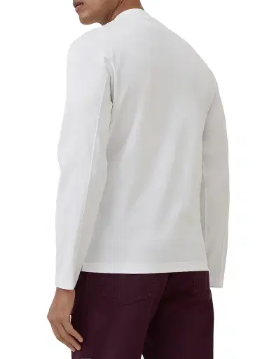 Brunello Cucinelli Men's Cotton Jersey Mock Neck Long Sleeve T-Shirt - Off White | Thumbnail 3 Brunello Cucinelli Men's Cotton Jersey Mock Neck Long Sleeve T-Shirt - Off White | Thumbnail 3