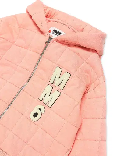 MM6 Maison Margiela Little Kid's & Kid's Quilted Zip-Up Hoodie - Peach Pink | Thumbnail 3 MM6 Maison Margiela Little Kid's & Kid's Quilted Zip-Up Hoodie - Peach Pink | Thumbnail 3