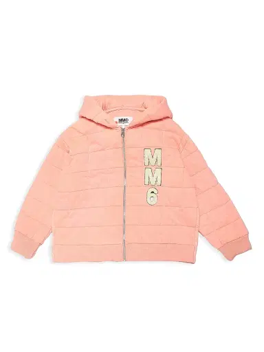 MM6 Maison Margiela Little Kid's & Kid's Quilted Zip-Up Hoodie - Peach Pink | Thumbnail 1 MM6 Maison Margiela Little Kid's & Kid's Quilted Zip-Up Hoodie - Peach Pink | Thumbnail 1