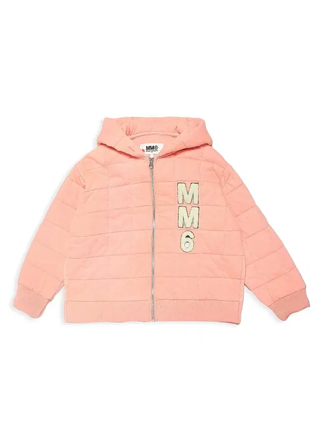 MM6 Maison Margiela Little Kid's & Kid's Quilted Zip-Up Hoodie - Peach Pink