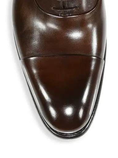 Santoni Men's Formal Lace-Up Cap-Toe Leather Oxfords - Dark Brown - Size 9.5 | Thumbnail 4 Santoni Men's Formal Lace-Up Cap-Toe Leather Oxfords - Dark Brown - Size 9.5 | Thumbnail 4