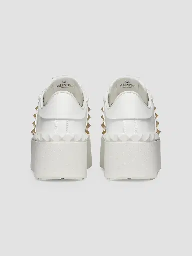 Valentino Women's Flatform Rockstud Untitled Sneakers in Calfskin | Thumbnail 3