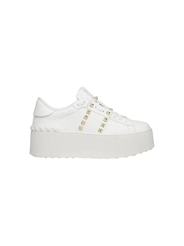 Valentino Garavani Women's Flatform Rockstud Untitled Sneakers in Calfskin - White