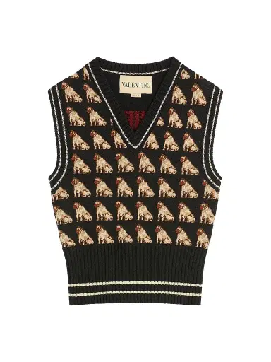 Valentino Garavani Women's Petit Charles Jacquard Wool Gilet | Thumbnail 1 Valentino Garavani Women's Petit Charles Jacquard Wool Gilet | Thumbnail 1