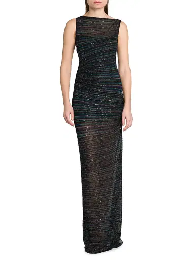 Missoni Women's Metallic Striped Knit Gown | Thumbnail 3 Missoni Women's Metallic Striped Knit Gown | Thumbnail 3