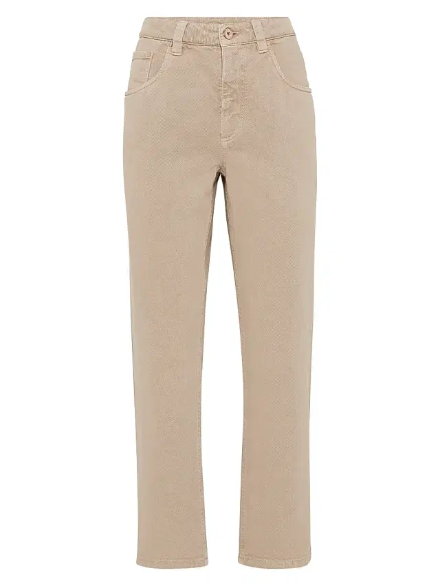 Brunello Cucinelli Women's Stretch Dyed Denim Straight Trousers - Dove Grey