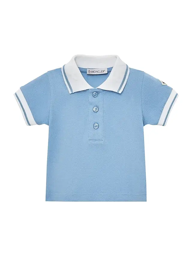 Moncler Baby Boy's and Little Boy's Polo Shirt in Cotton Piquet - Light Blue 3 Months