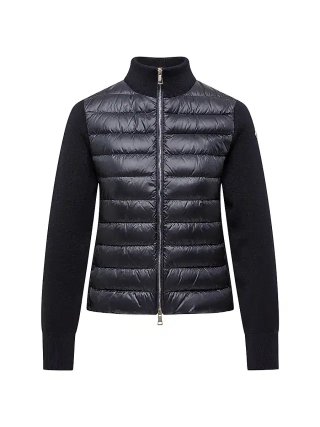 Moncler Women's Padded Down Knit Wool Cardigan - Navy Blue