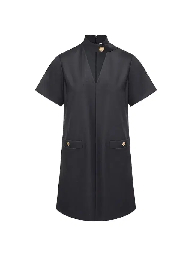 Moncler Women's V-Neck Mini Dress in Wool Gabardine - Dark Blue