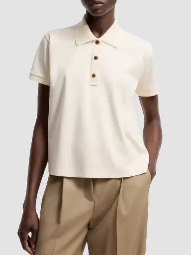 Moncler Women's Polo Shirt in Cotton - White - Size Large | Thumbnail 2