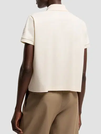 Moncler Women's Polo Shirt in Cotton - White - Size Large | Thumbnail 3