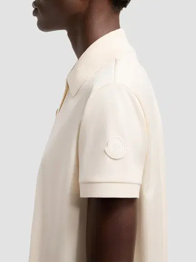 Moncler Women's Polo Shirt in Cotton - White - Size Large | Thumbnail 4