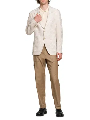 Etro Men's J-Cream Textured Patchwork Wool-Blend Knit Blazer | Thumbnail 2