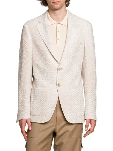 Etro Men's J-Cream Textured Patchwork Wool-Blend Knit Blazer | Thumbnail 3