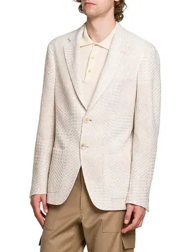 Etro Men's J-Cream Textured Patchwork Wool-Blend Knit Blazer | Thumbnail 4