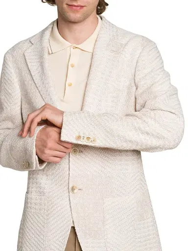 Etro Men's J-Cream Textured Patchwork Wool-Blend Knit Blazer | Thumbnail 6
