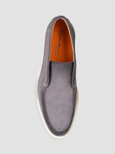Santoni Men's Detroit Suede Loafers - Grey - Size 12 | Thumbnail 5