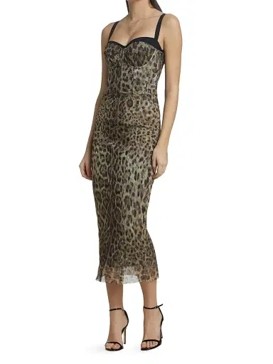 Dolce & Gabbana Women's Leopard-Print Tulle Pencil Midi Dress - Leopard | Thumbnail 2