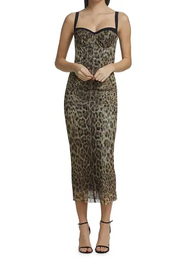 Dolce & Gabbana Women's Leopard-Print Tulle Pencil Midi Dress - Leopard | Thumbnail 3