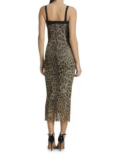 Dolce & Gabbana Women's Leopard-Print Tulle Pencil Midi Dress - Leopard | Thumbnail 5