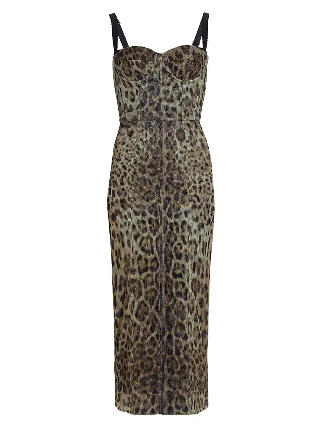 Dolce & Gabbana Women's Leopard-Print Tulle Pencil Midi Dress - Leopard