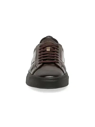 Santoni Men's Double Buckle Leather Sneakers - Dark Brown | Thumbnail 4 Santoni Men's Double Buckle Leather Sneakers - Dark Brown | Thumbnail 4