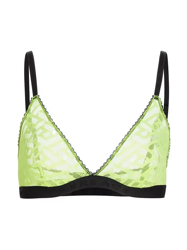 Versace Women's Greca Signature Tulle Bralette - Acid Yellow