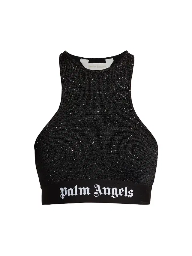 Palm Angels Women's Soiree Knit Bra Top - Black White
