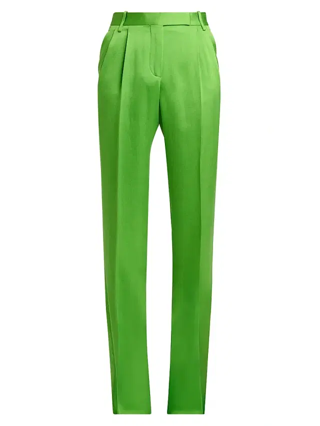 TOM FORD Women's Pleated Silk-Wool Trousers - Gdj Seagrass