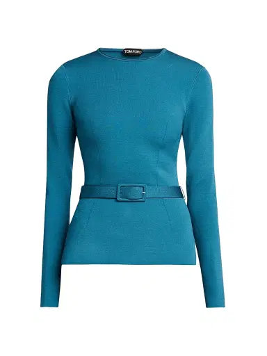 Tom Ford Women's Knit Belted Long-Sleeve Top | Thumbnail 1