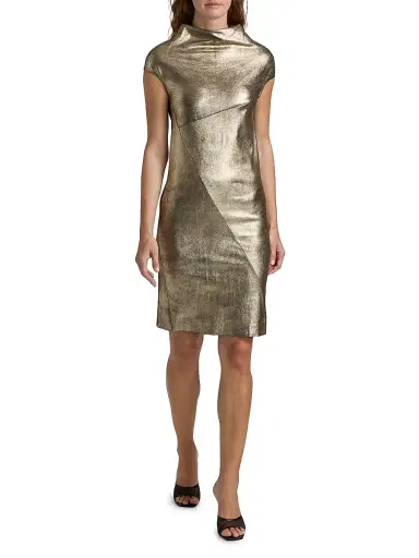 Rick Owens Women's Aggy Metallic Leather & Cotton-Blend Knee-Length Dress | Thumbnail 2 Rick Owens Women's Aggy Metallic Leather & Cotton-Blend Knee-Length Dress | Thumbnail 2