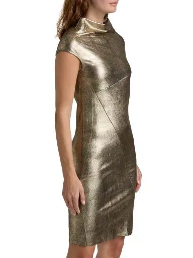 Rick Owens Women's Aggy Metallic Leather & Cotton-Blend Knee-Length Dress | Thumbnail 4 Rick Owens Women's Aggy Metallic Leather & Cotton-Blend Knee-Length Dress | Thumbnail 4