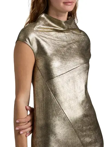 Rick Owens Women's Aggy Metallic Leather & Cotton-Blend Knee-Length Dress | Thumbnail 6 Rick Owens Women's Aggy Metallic Leather & Cotton-Blend Knee-Length Dress | Thumbnail 6