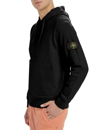 Stone Island Men's Cotton Fleece Hoodie - Black - Size Small | Thumbnail 4