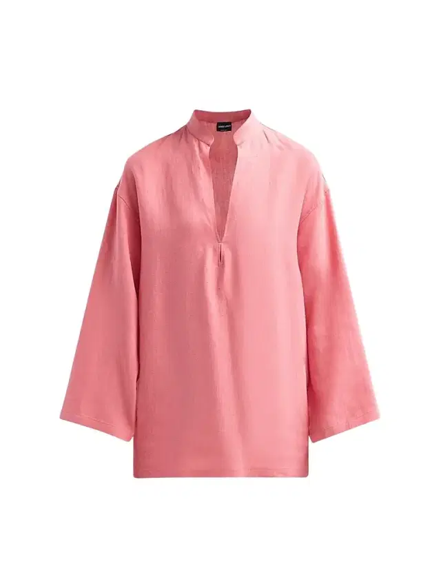 Giorgio Armani Women's Oversized Hemp Blouse - Solid Turquoise Aqua