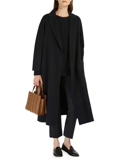 Max Mara Women's Wool Broadcloth Midi Coat - Midnightblue - Size 0 | Thumbnail 4