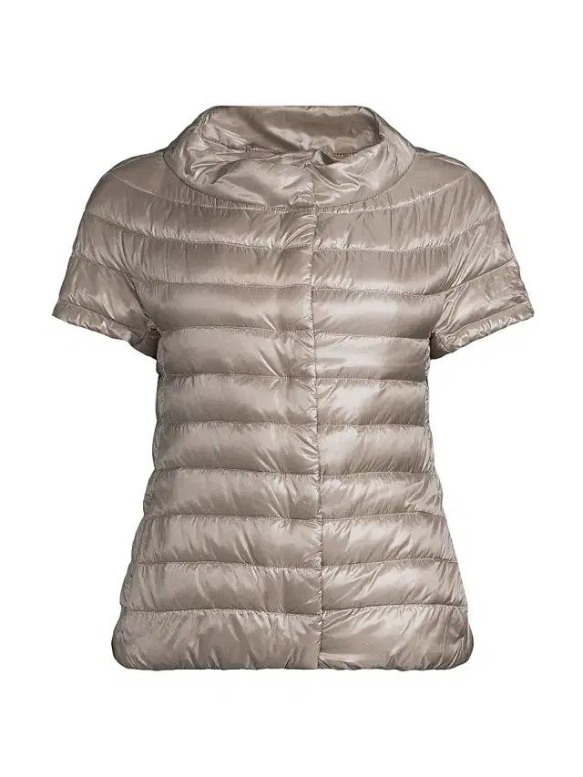 Herno Women's Iconico Emilia Cap-Sleeve Down Puffer Jacket - Tortora