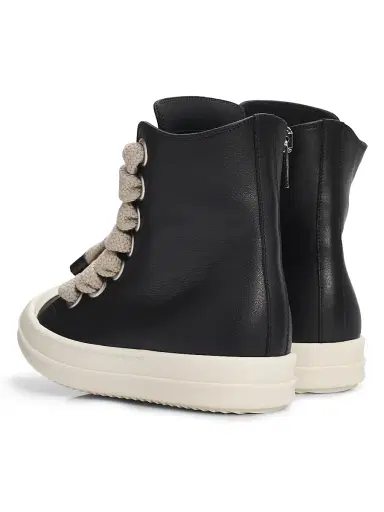 Rick Owens Women's Jumbolace Leather High-Top Sneakers - Black Milk | Thumbnail 3