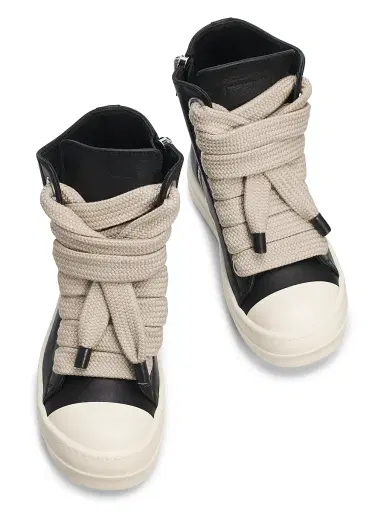 Rick Owens Women's Jumbolace Leather High-Top Sneakers - Black Milk | Thumbnail 4