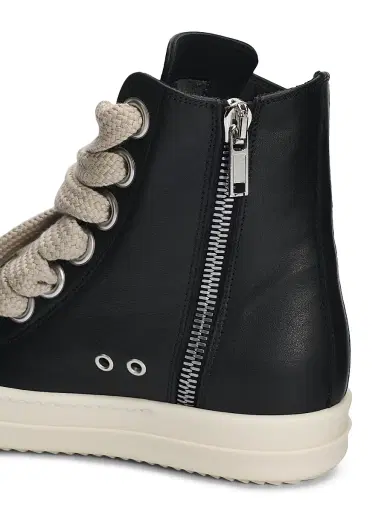 Rick Owens Women's Jumbolace Leather High-Top Sneakers - Black Milk | Thumbnail 5