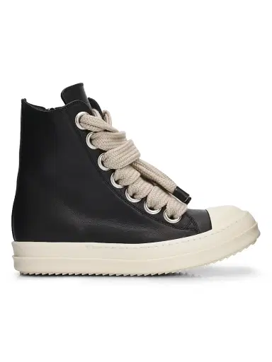 Rick Owens Women's Jumbolace Leather High-Top Sneakers - Black Milk | Thumbnail 1