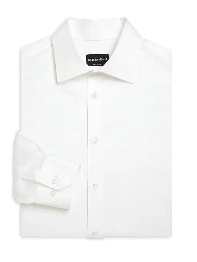 Giorgio Armani Men's Regular-Fit Cotton Dress Shirt - White